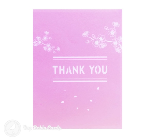 Floral Pink Thank You Handmade 3D Pop Up Card