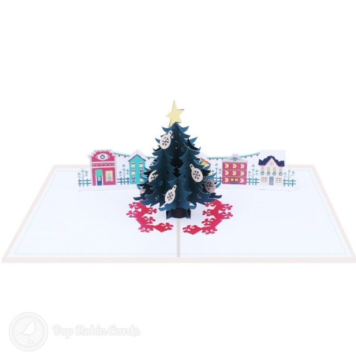 Town Square Christmas Tree 3D Pop Up Christmas Card