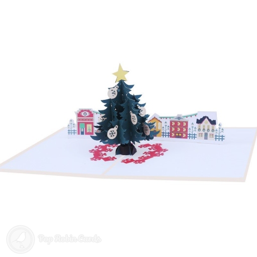 Town Square Christmas Tree 3D Pop Up Christmas Card