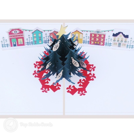 Town Square Christmas Tree 3D Pop Up Christmas Card