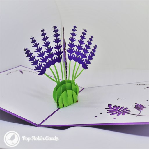 Violet Lavender Flowers 3D Handmade Pop-Up Card