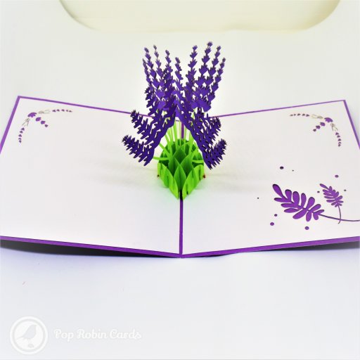 Violet Lavender Flowers 3D Handmade Pop-Up Card