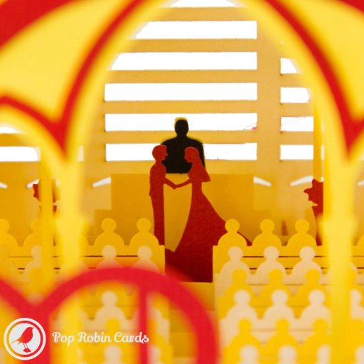 Wedding Day Church 3D Pop-up Greetings Card (Red)