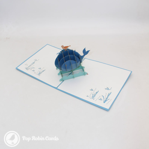 Whale & Bird At Sea Handmade 3D Pop Up Card