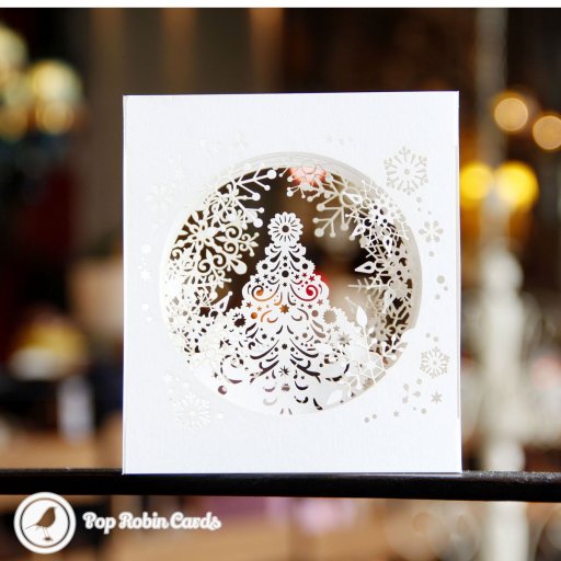 White Christmas Tree Handmade 3D Pop-Up Christmas Card