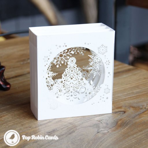 White Christmas Tree Handmade 3D Pop-Up Christmas Card