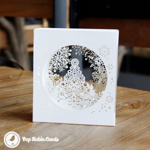 White Christmas Tree Handmade 3D Pop-Up Christmas Card