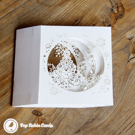 White Christmas Tree Handmade 3D Pop-Up Christmas Card