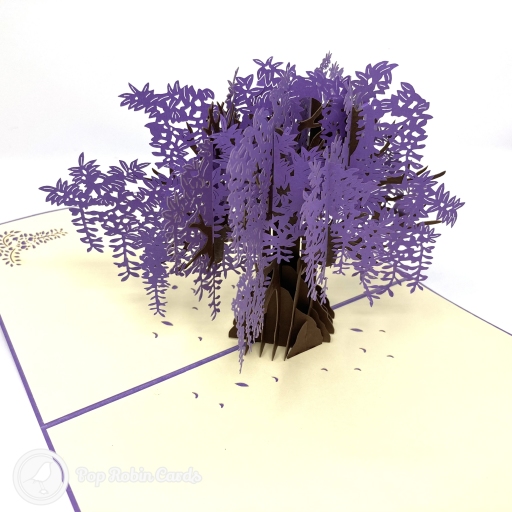 Wide Blossoming Purple Japanese Wisteria Tree 3D Pop Up Card