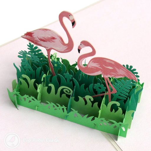Wild Pink Flamingos Handmade 3D Pop-Up Card