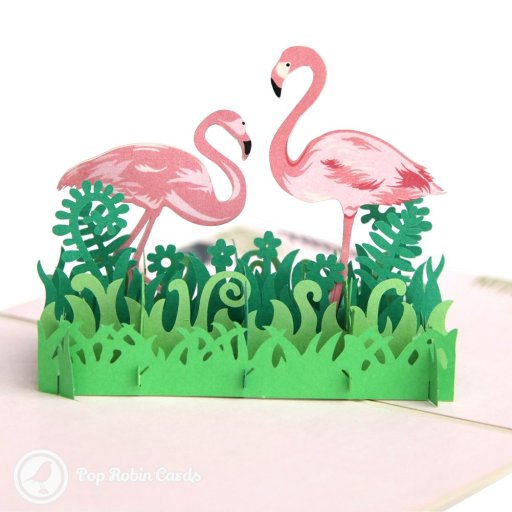 Wild Pink Flamingos Handmade 3D Pop-Up Card