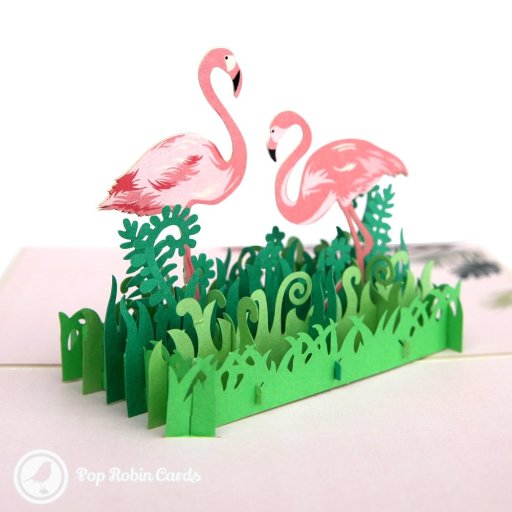 Wild Pink Flamingos Handmade 3D Pop-Up Card