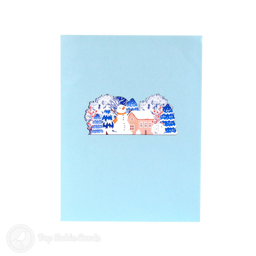 Winter Village Frosty Forest Handmade 3D Pop Up Greeting Card