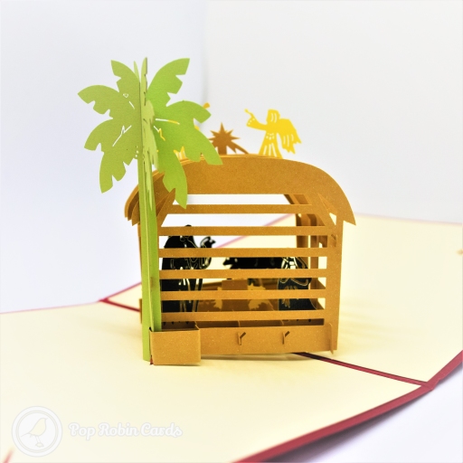 Wise Men In Stable Nativity Scene 3D Pop-Up Christmas Card