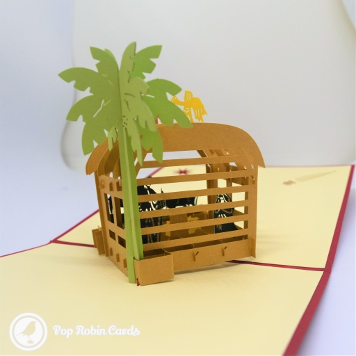 Wise Men In Stable Nativity Scene 3D Pop-Up Christmas Card